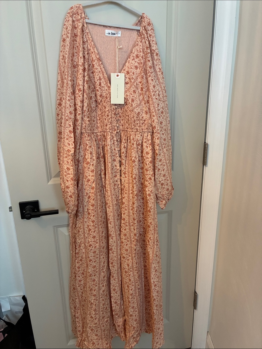 In Loom Blush Floral Maxi Dress with Rust Accents